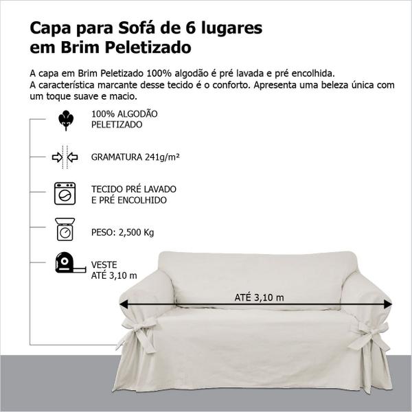 Imagem de Capa para Sofá de 6 Lugares em Brim Sarja 100% Algodão Macia Elegante Exclusiva Decoração de Sala