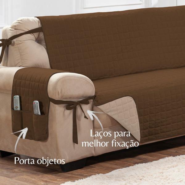 Imagem de Capa para Sofa Embeleze 2 e 3 Lugares Exclusivo Caqui-Tabaco