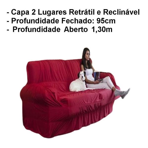 Imagem de Capa Para Sofá Retrátil E Reclinável 2 Lugares Vermelho