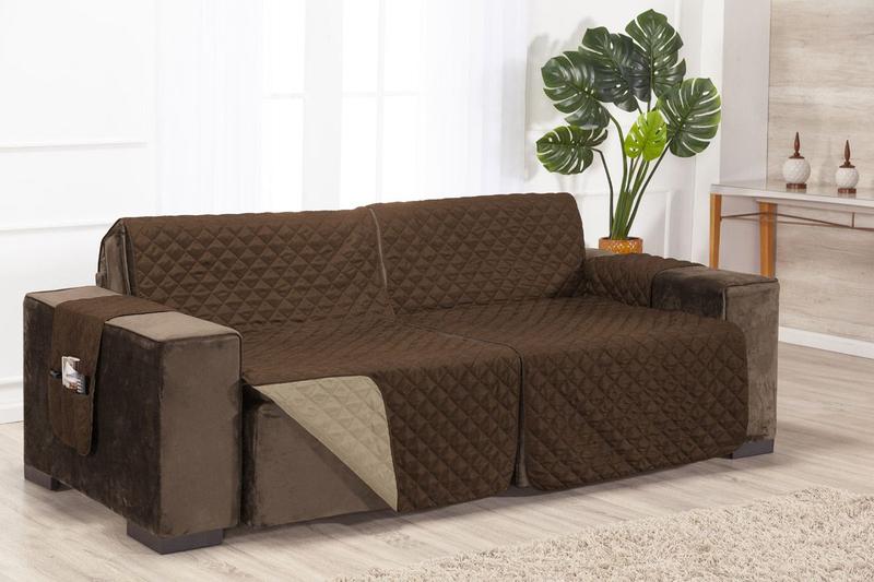 Imagem de Capa para sofa retratil reclinavel 5 a 6 lugares c 2 modulos 1,20m cada + dupla face largura 2,40m