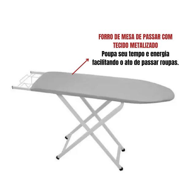 Imagem de Capa Para Tábua De Passar Roupas Forro Para Mesa de Passar Metalizado Térmico Grande Com Espuma