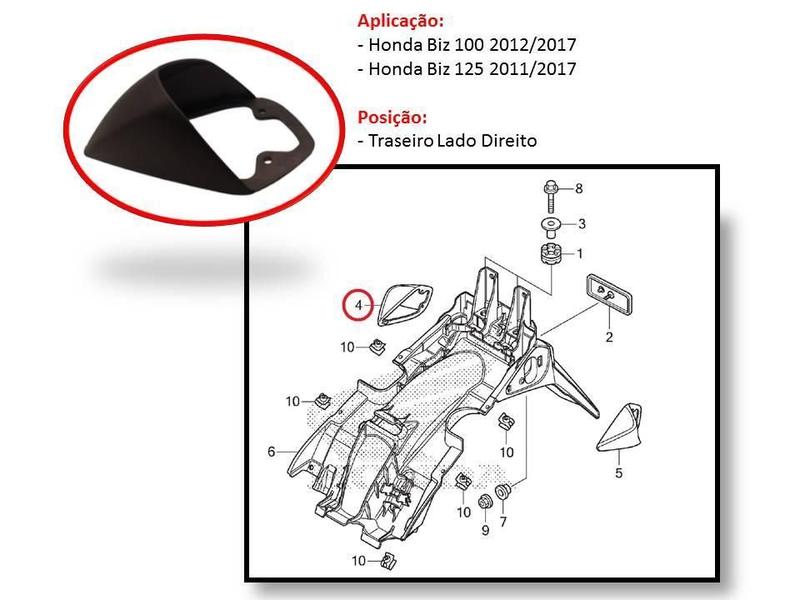 Imagem de Capa Pisca Traseiro Direito Honda Biz 125 11-17 Biz100 13-15