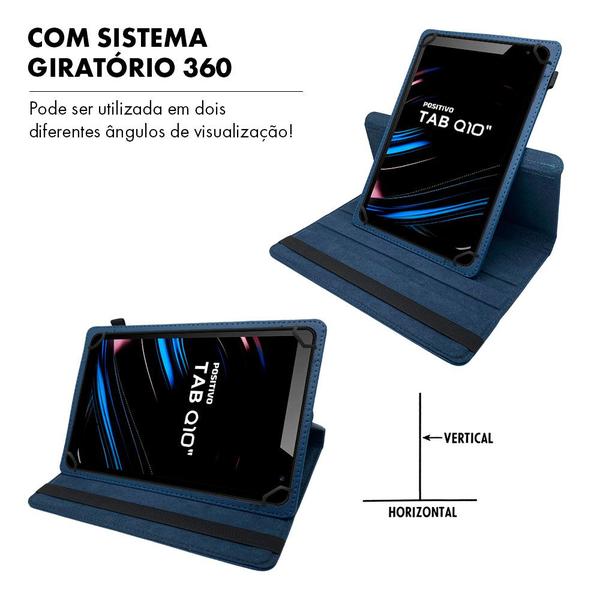 Imagem de Capa Positivo Tab Q10 T2040 T310 Giratória Capinha Anti Impacto Encaixe Perfeito + Pelicula de Vidro