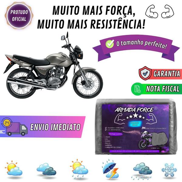 Imagem de Capa Pra Moto Honda CG 150 Sem Forro 100% Impermeável Armada Force Protege Sol Chuva Poeira Sem Forro Proteção Anti-UV