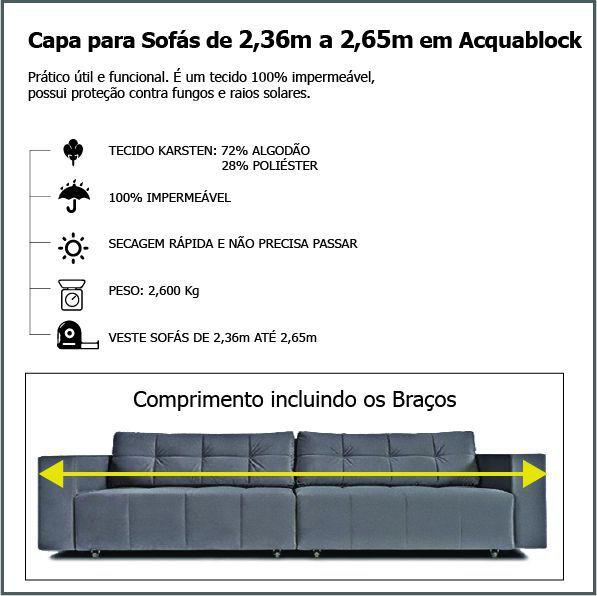 Imagem de Capa pra Sofá Retrátil e Reclinável de até 2,65m em Acquablock Impermeável com Laços Ajustáveis