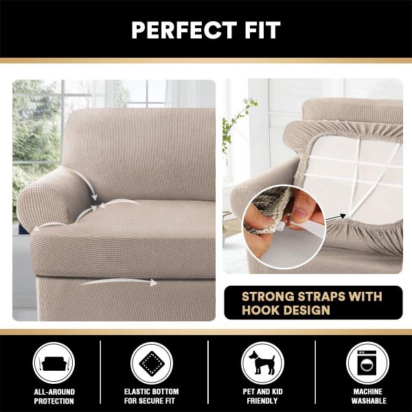 Imagem de Capa PrinceDeco T Cushion Loveseat, 3 peças, capas de sofá