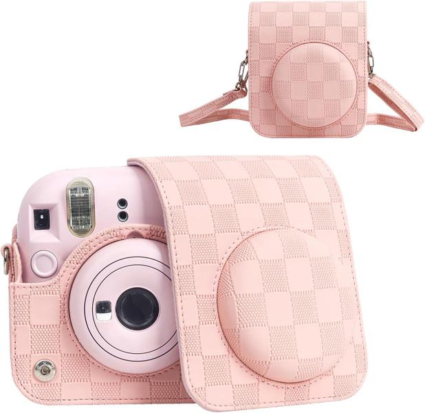 Imagem de Capa Proteção Bolsa Para Instax Mini 12 Xadrez - Rosa