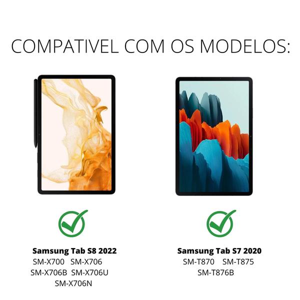 Imagem de Capa Proteção Inclinavel Para Galaxy Tab S7 / S8 + Vidro 9H