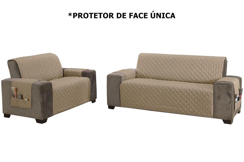 Imagem de Capa Protetor de Sofá 2 e 3 Lugares King Classic Face Única Assento 1,20m e 1,80m Cáqui