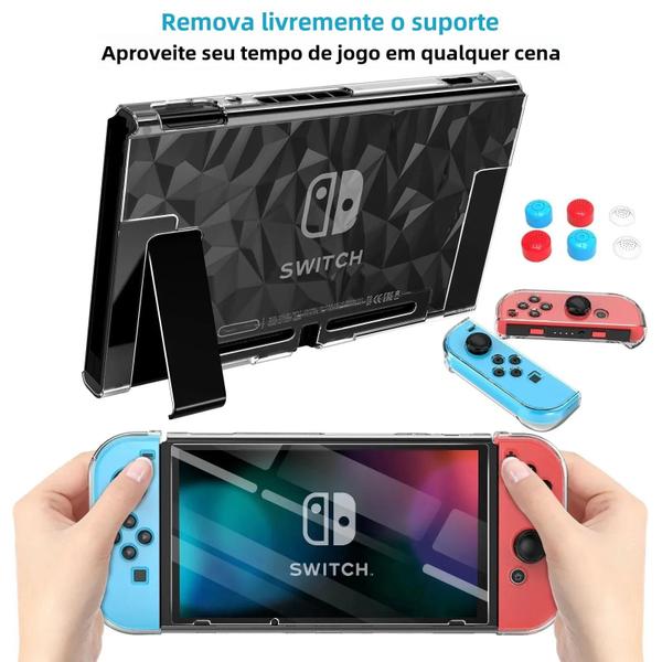 Imagem de Capa Protetora com Padrão de Diamante para Nintendo Switch - com Protetores de Tela e Teclas