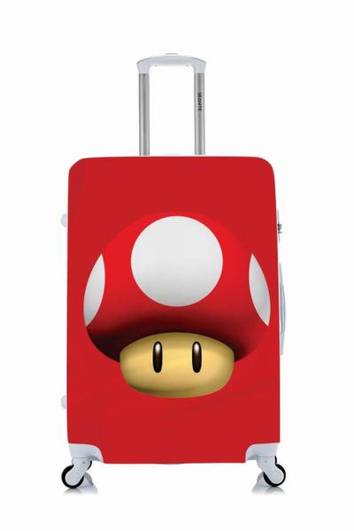 Imagem de Capa Protetora Para Mala Viagem Personalizada Média Cogumelo do Mario