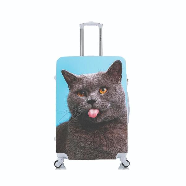 Imagem de Capa Protetora Para Mala Viagem Personalizada Pequena Gato Língua