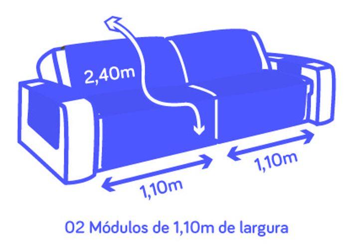Imagem de Capa Protetora Para Sofá Retratil Assento 2,20M Cinza/Preto