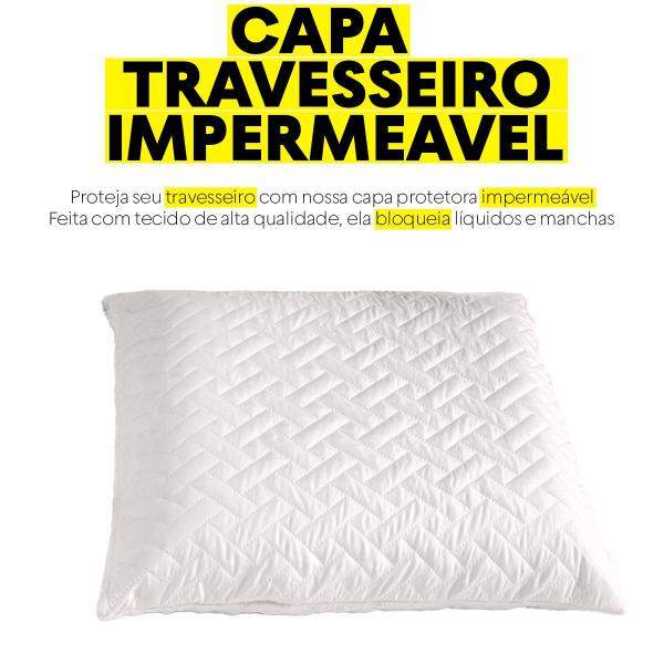 Imagem de Capa Protetora Para Travesseiro Impermeável Fronha 200 Fios Anti Alérgico Impermeável Matelassê 70x50 - (70cm x 50cm)