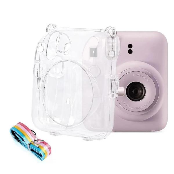 Capa Protetora Transparente para Câmera Fujifilm Instax Mini 12 com Alça de Ombro Imagem de Capa Protetora Transparente para Câmera Fujifilm Instax Mini 12 com Alça de Ombro