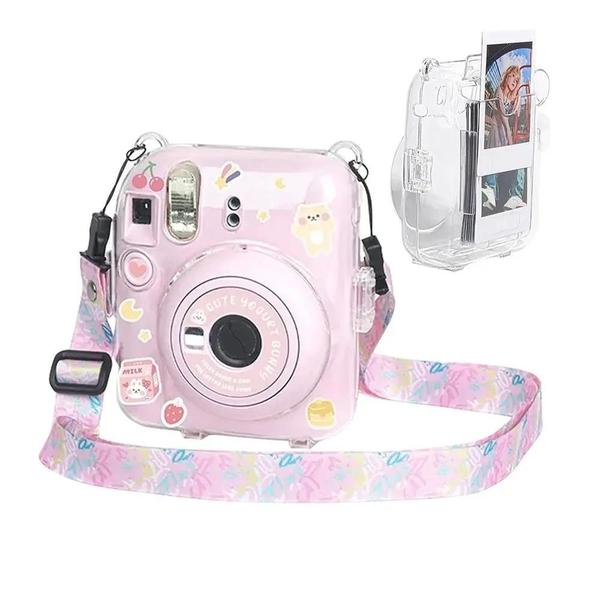 Capa Protetora Transparente para Câmera Fujifilm Instax Mini 12 com Alça de Ombro Imagem de Capa Protetora Transparente para Câmera Fujifilm Instax Mini 12 com Alça de Ombro