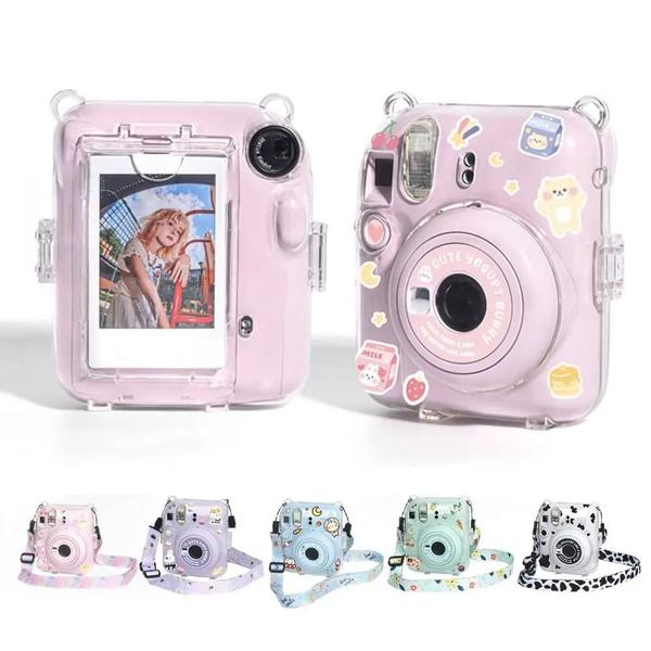 Capa Protetora Transparente para Câmera Fujifilm Instax Mini 12 com Alça de Ombro Imagem de Capa Protetora Transparente para Câmera Fujifilm Instax Mini 12 com Alça de Ombro