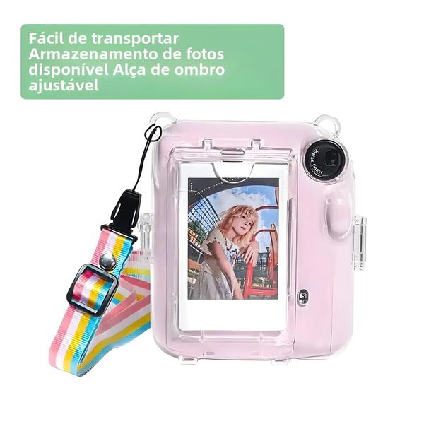 Capa Protetora Transparente para Câmera Fujifilm Instax Mini 12 com Alça de Ombro Imagem de Capa Protetora Transparente para Câmera Fujifilm Instax Mini 12 com Alça de Ombro