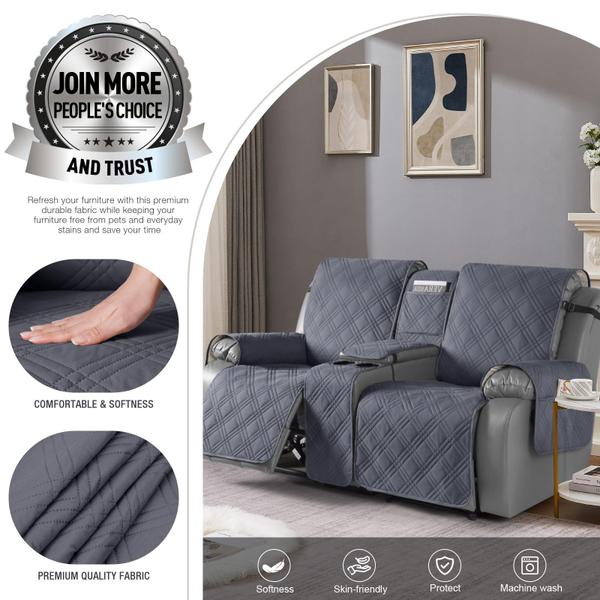 Imagem de Capa reclinável Loveseat TAOCOCO com console de 2 lugares cinza escuro