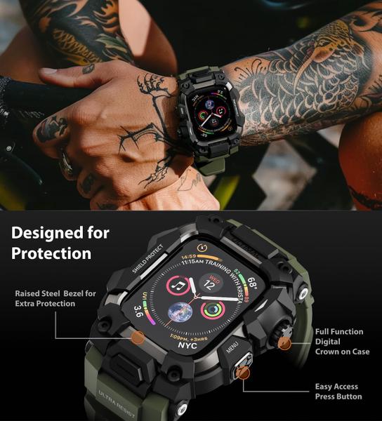 Imagem de Capa robusta Apple Watch Band ULTIMAL de 44 mm com pulseira tática