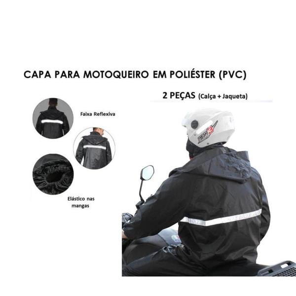 Imagem de Capa Roupa Chuva Conjunto Jaqueta Calça Motoqueiro Reforçada Capuz Masculina Feminina Moto Boa Frio Mulher - Wincy