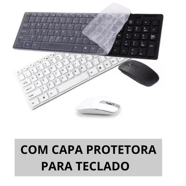 Imagem de Capa Silicone Exclusiva: Kit Teclado e Mouse Sem Fio Wireless 2.4GHz