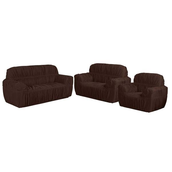 Imagem de Capa sofa 3x2x1 lugares malha gel 21 elasticos tabaco