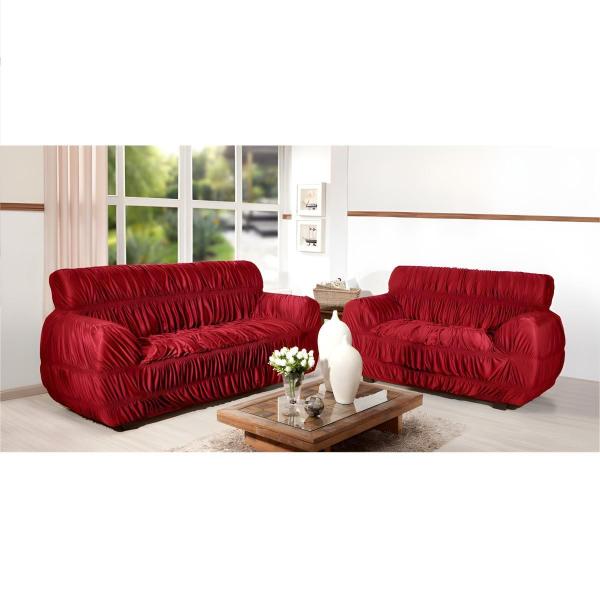 Imagem de Capa Sofa Sala Elásticada 21 Elastico 3 Lugares Vermelho