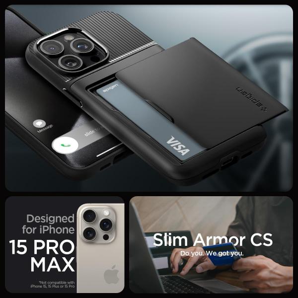 Imagem de Capa Spigen Slim Armor CS para iPhone 15 Pro Max (2023) preta