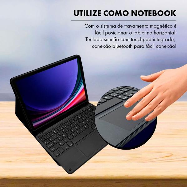 Imagem de Capa Tab S9 Plus 12.4 Case Smart Teclado Touchpad Magnético Anti Impacto Premium