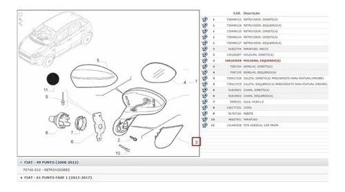 Imagem de Capa Tampa Acabamento Base Retrovisor Esquerdo Punto Linea