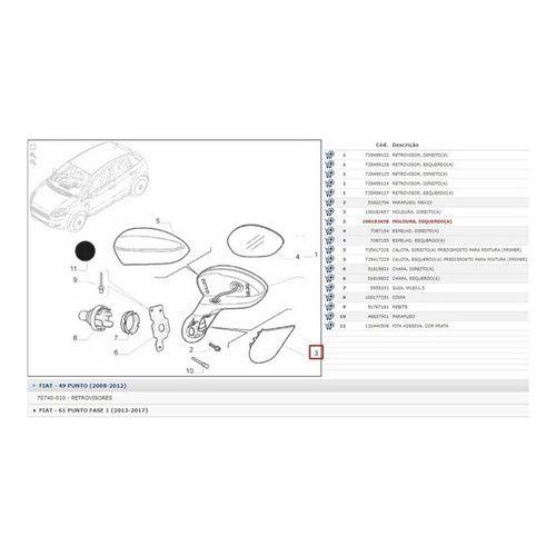Imagem de Capa Tampa Acabamento Base Retrovisor Esquerdo Punto Linea