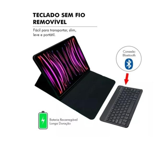 Imagem de Capa Teclado Bluetooth Recarregável Para Tablet Galaxy A7 Lite T225 8.7”