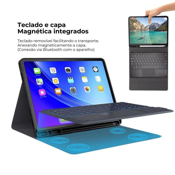 Imagem de Capa Teclado Magnético Com Mousepad Para Tablet A9+ Plus