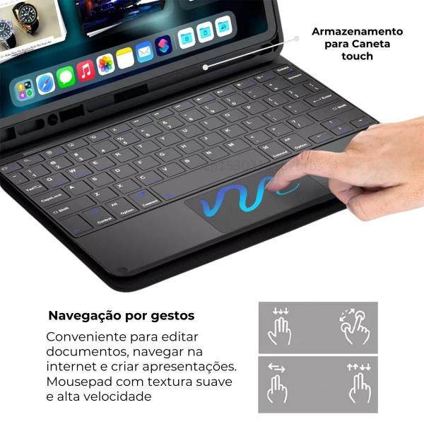 Imagem de Capa Teclado Magnético Com Mousepad Para Tablet A9+ Plus