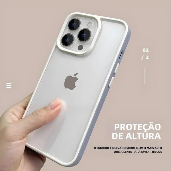 Imagem de Capa Transparente Anti-Choque para iPhone 15/14/13/12/11 Pro Max - Com Borda Decorativa