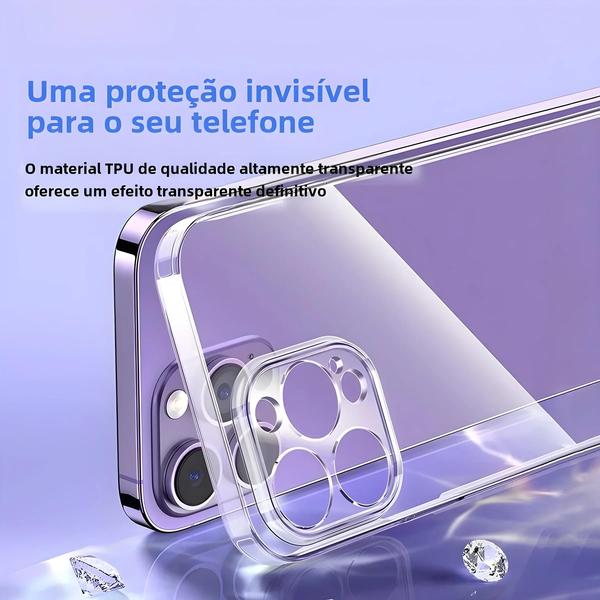 Imagem de Capa Transparente de TPU para iPhone 15/14/13/12/11 Pro Max - Proteção Macia e Transparente