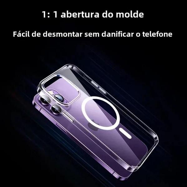 Imagem de Capa Transparente MagSafe para iPhone 15/14/13/12/11 Pro Max - Carregamento Sem Fio