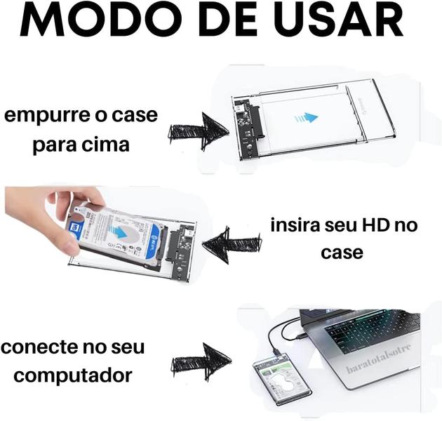 Imagem de capa transparente p/ hd externo usb 3.0 hdd/compartim 2.5 hd