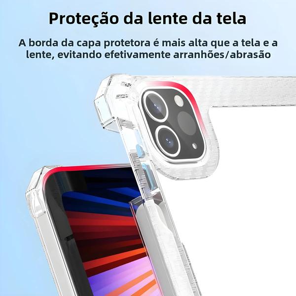 Imagem de Capa Transparente para iPad - Compatível com iPad Pro 11", Air 5/4, 10.2", 7ª/9ª Geração, Mini 6 e Outros