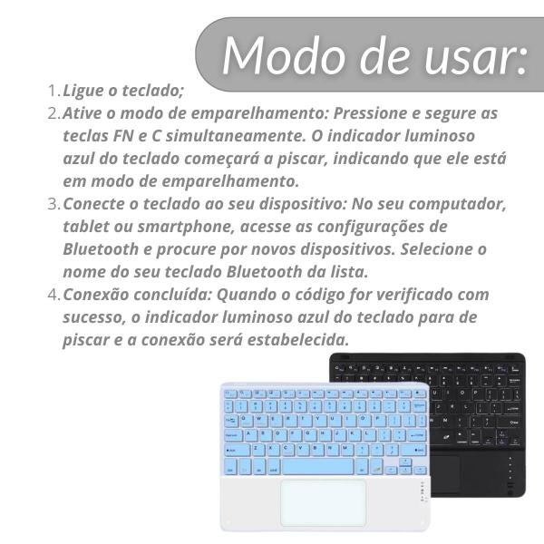 Imagem de Capa transparente + Suporte + Teclado Bluetooth c/ Touch pad p/ Tablet Samsung Samsung A9 plus