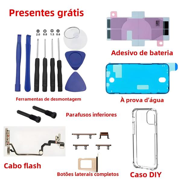 Imagem de Capa Traseira DIY para iPhone 13 Pro e XR - Carcaça Completa com Bandeja de SIM e Botões Laterais