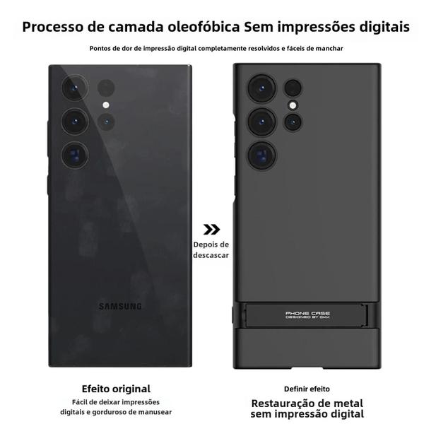 Imagem de Capa Ultrafina Fosca Anti-Choque para Samsung Galaxy S24/S23 Ultra com Suporte Ajustável