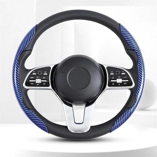 Imagem de Capa Universal Antiderrapante Para Volante De Carro, Fibra De Carbono 2024, 2 Peças, Reforço De