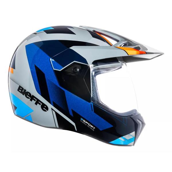 Imagem de Capacete 3 Sport React Cinza Moon Laranja Azul