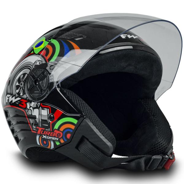 Imagem de Capacete Aberto C Viseira Cromada Moto Turbo Branco Tam 58