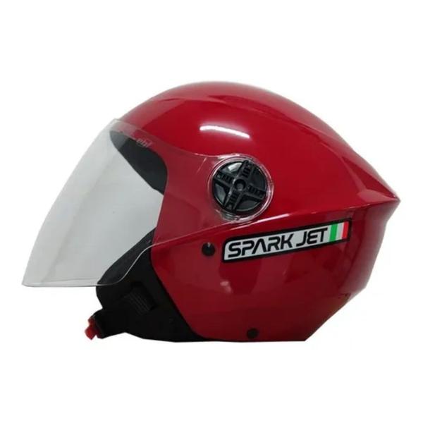 Imagem de Capacete aberto c/viseira jet solid vermelho-58