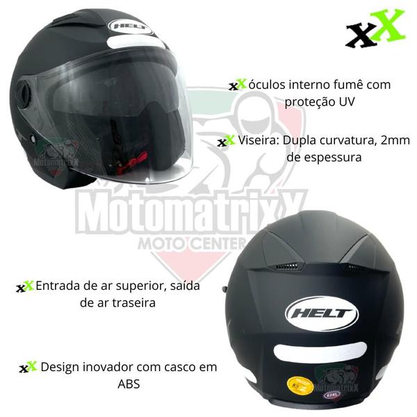 Imagem de Capacete aberto com oculos masculino feminino Helt