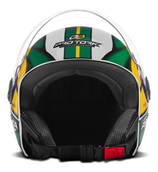 Imagem de Capacete Aberto De Moto Feminino E Masculino New Liberty Three Branco Patriota Brasil Pro Tork