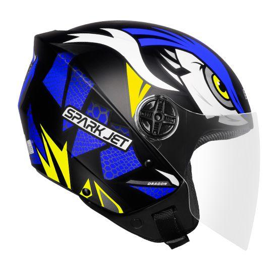 Imagem de Capacete Aberto Ebf Spark Jet Dragon Azul Masculino e Feminino Moto Motoqueiro Motociclista